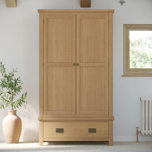 Heritage Rustic Oak Double Wardrobe - Listers Interiors