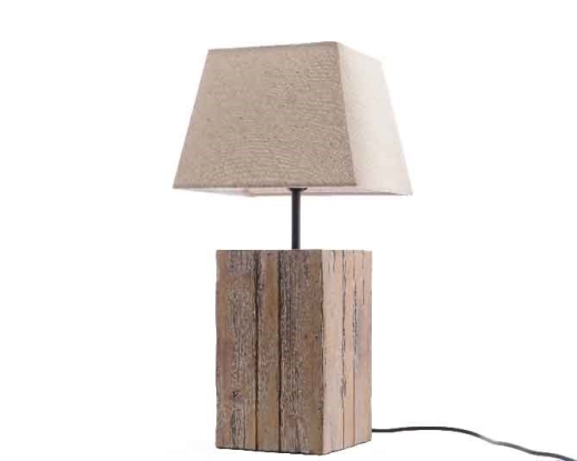 St Ives Rustic Wood Table Lamp Block, Wooden Block Table Lamp