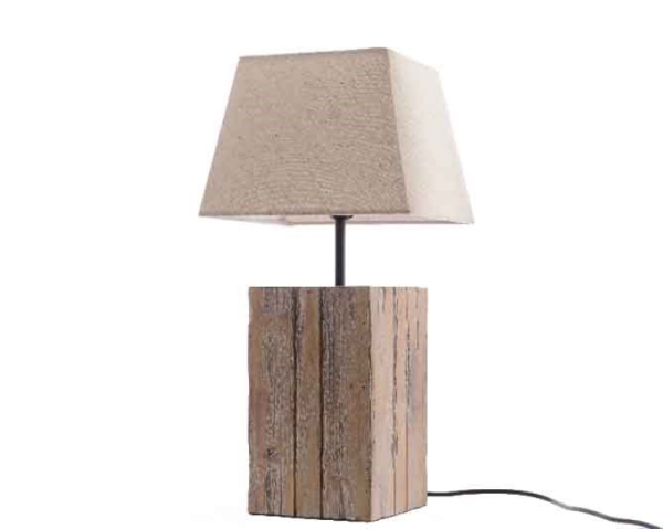 St Ives Rustic Wood Table Lamp Block, Grey Wood Table Lamp